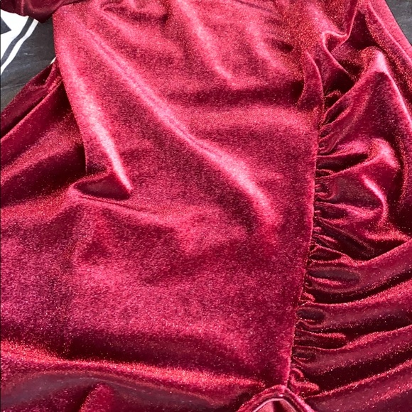 Fashion Nova Love Sex Magic Burgundy/Maroon Velvet Long Sleeve Dress - Wine - Picture 7 of 7